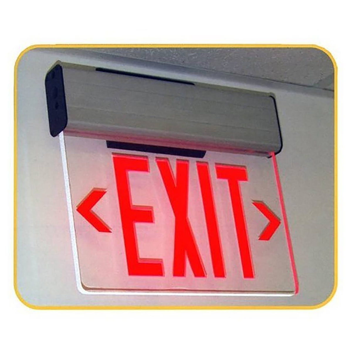 Edge Lit Exit Sign Double Sided Green LED White Housing P93533