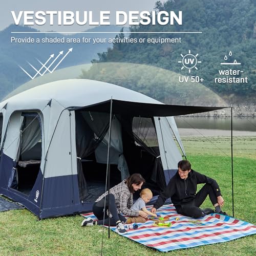 10 Person Blackout Camping Tent with Rainfly and Carry Bag J910