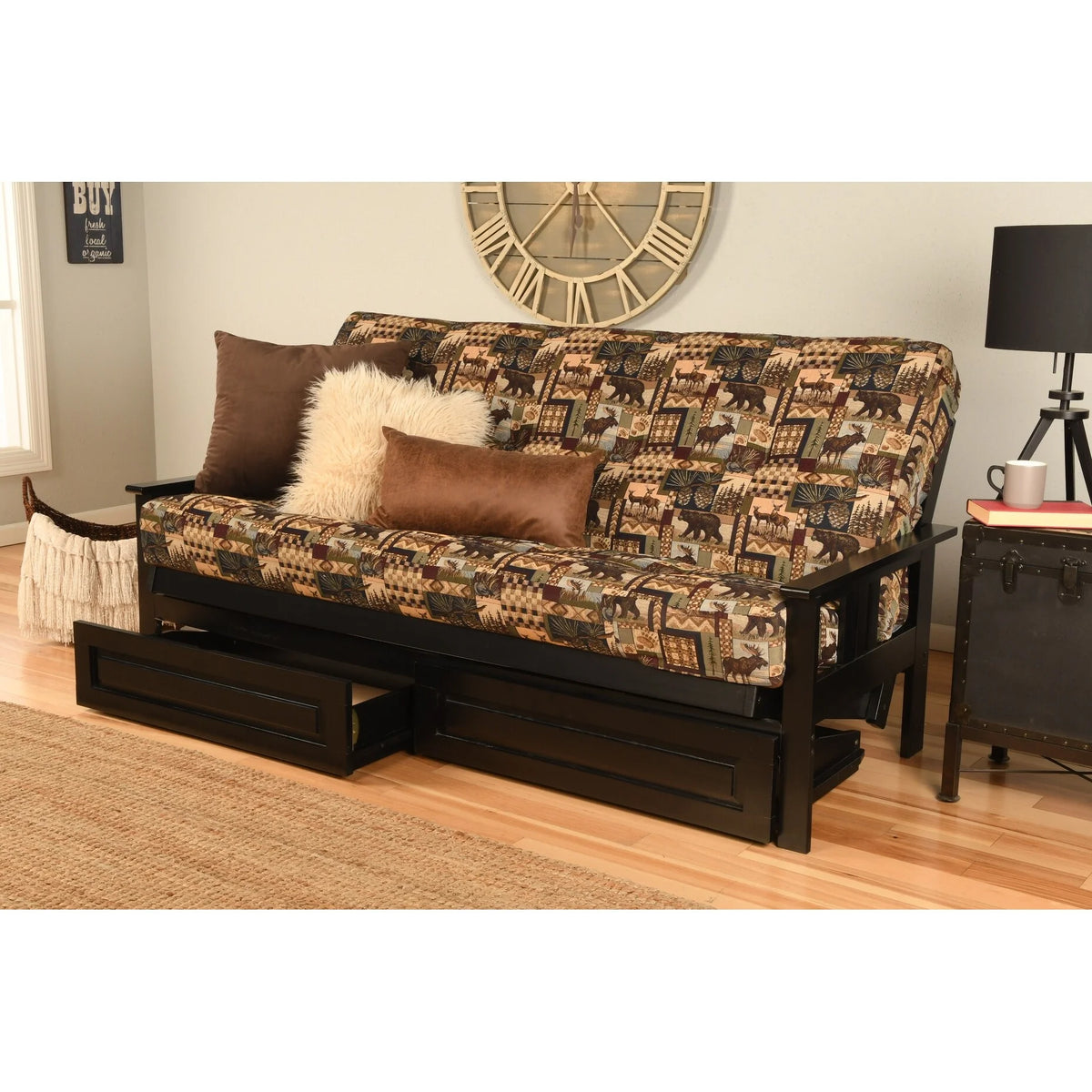 Black Sofa with Storage and Removable Mattress Cover V13363