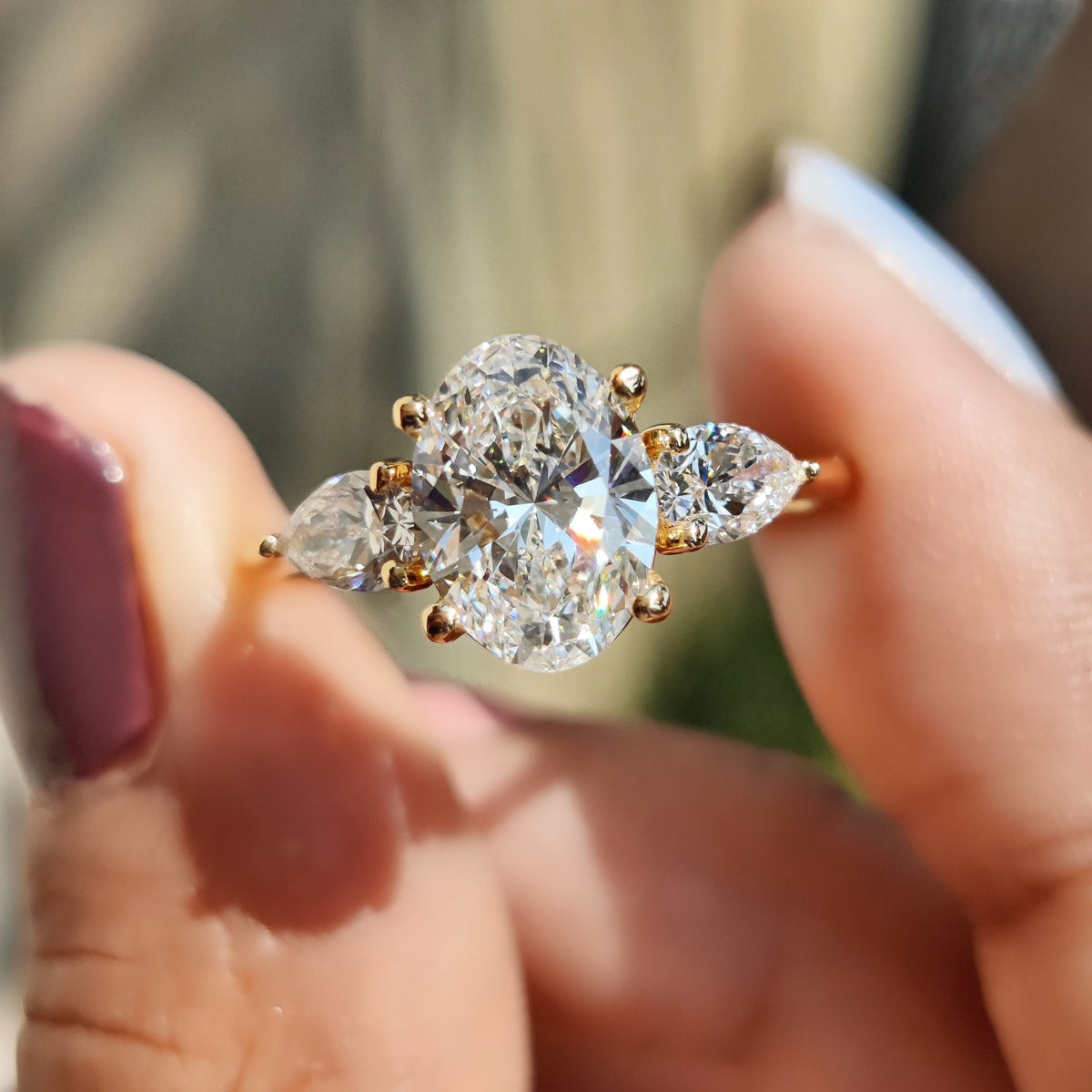 3tcw Oval Moissanite Three Stone Engagement Ring I1393