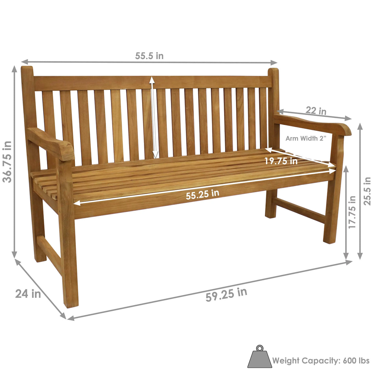 Teak Wood Patio Garden Bench E75801
