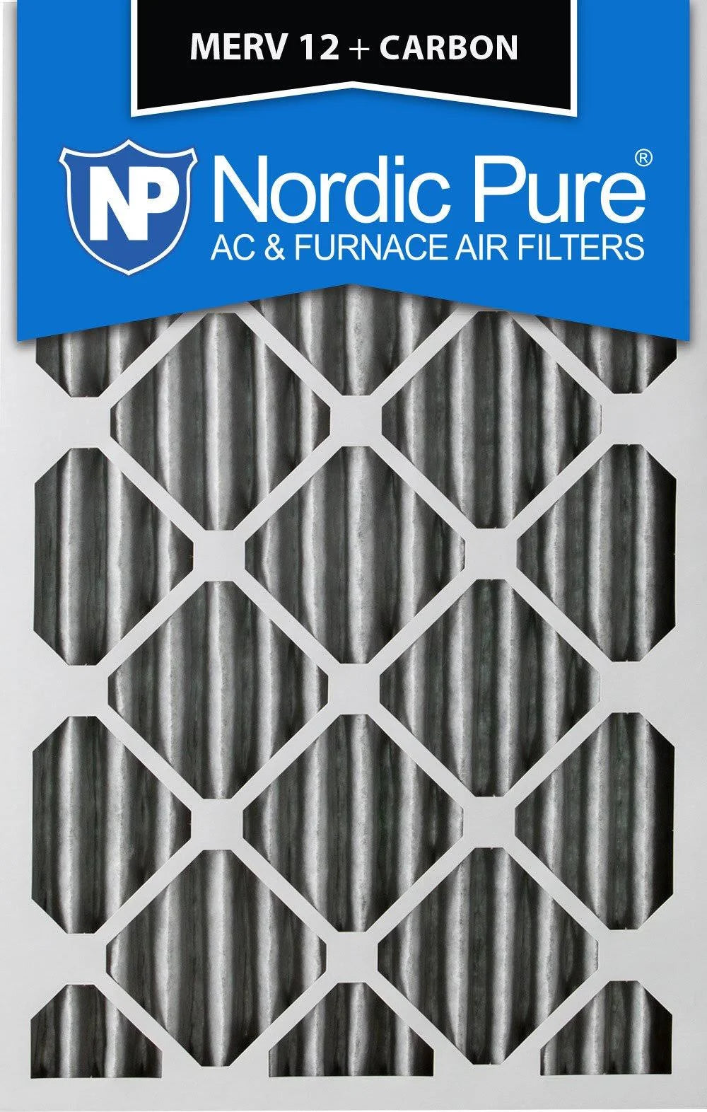 10 x 20 x 2 in. MERV 12 Pleated Carbon Furnace Air Filters, Pack of 12 P58691