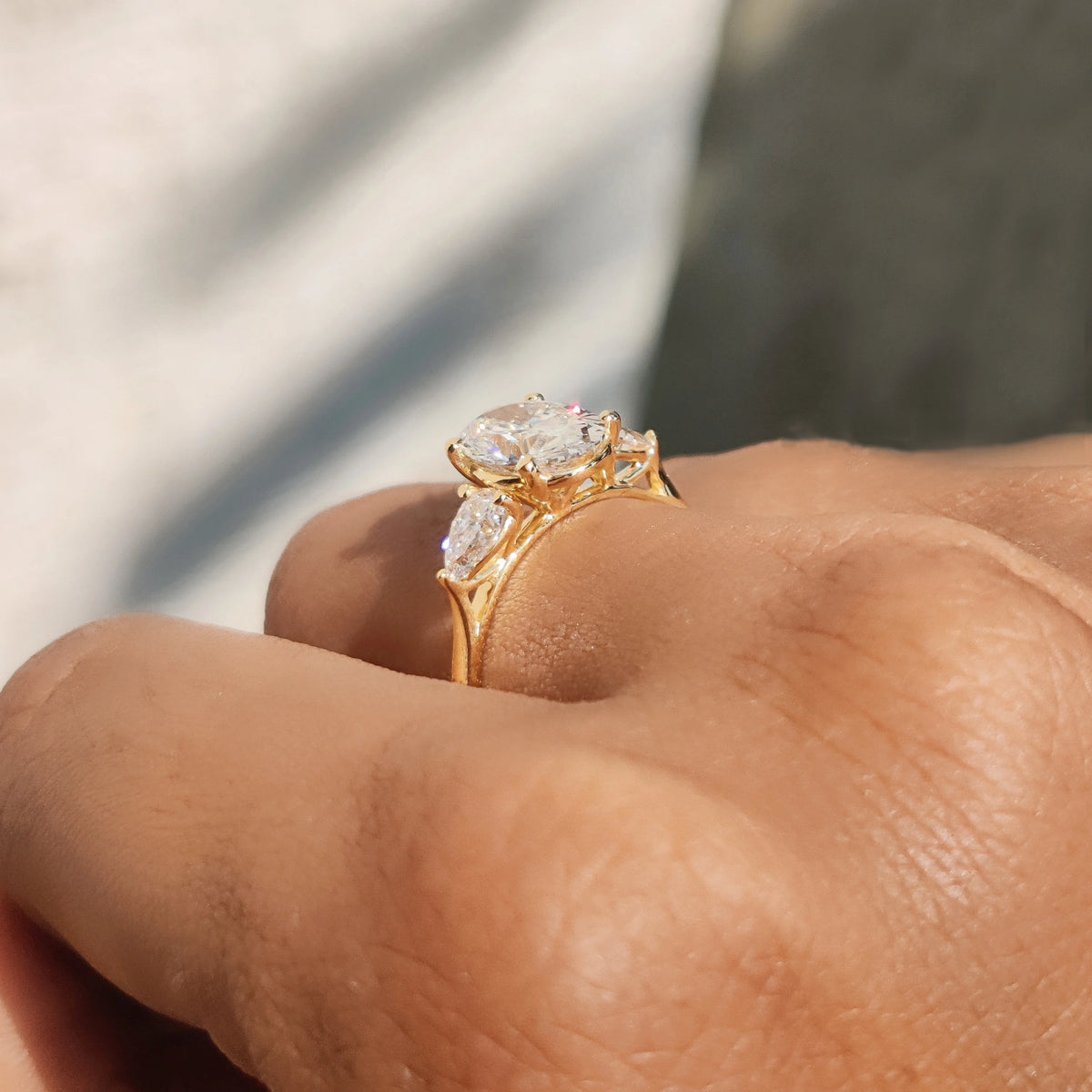 3tcw Oval Moissanite Three Stone Engagement Ring I1393