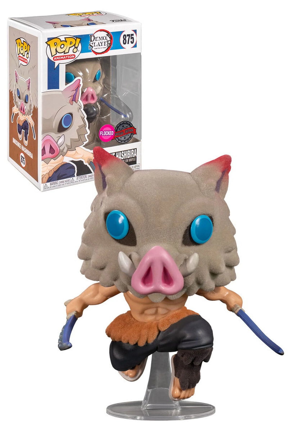 Flocked Funko Pop Demon Slayer Inosuke Hashibira D752