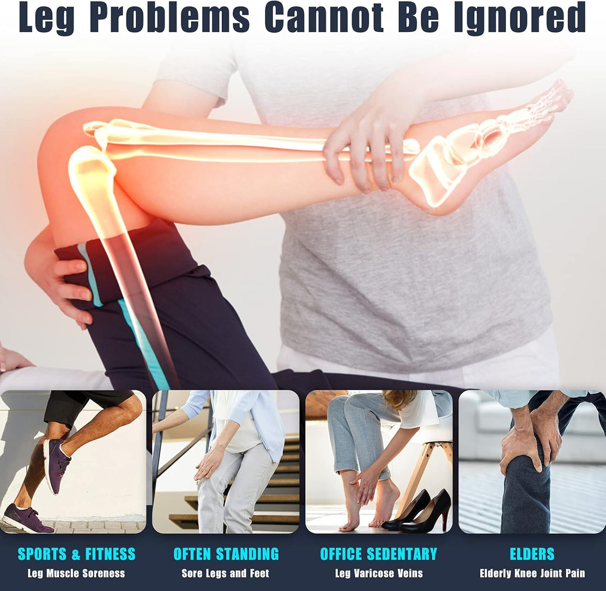 Leg Massager with Air Compression, 4 Intensities & 4 Modes G733498