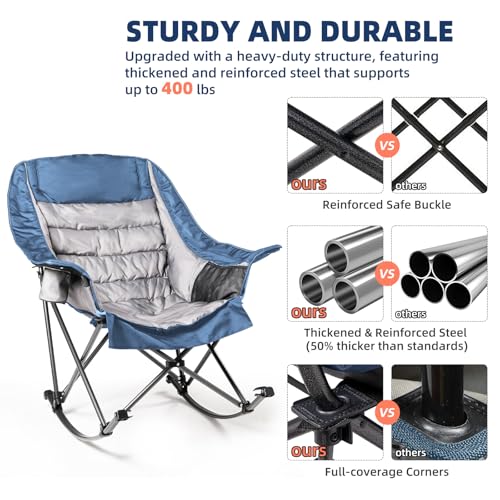 Oversized Padded Rocking Camping Chair with Cup Holder E41942