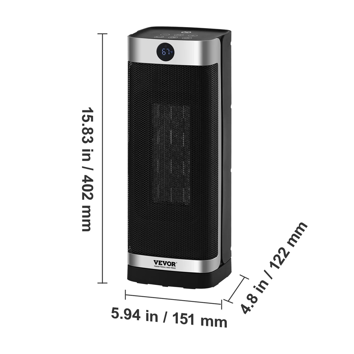 1500W Electric Fan Forced Portable Space Heater 16 in with Thermostat Q88564