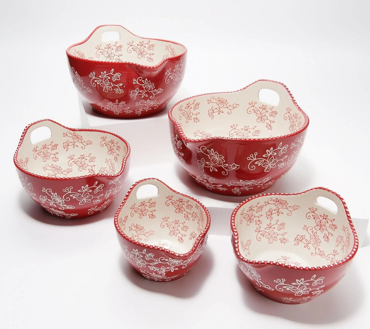 Set Of 5 Mixing Bowls with Pour Spouts & Loop Handle Z357