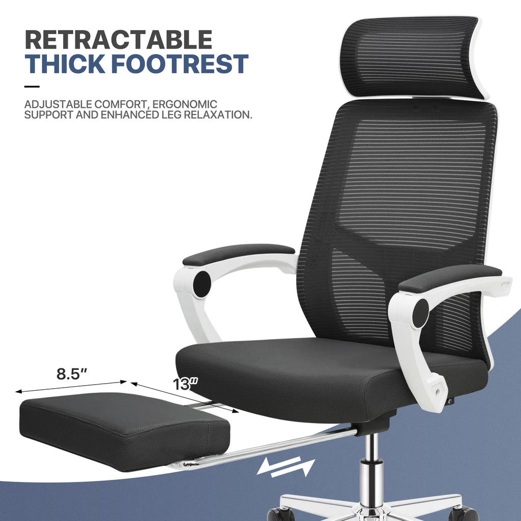 Black Ergonomic High Back Mesh Office Chair with Headrest & Footrest G763271