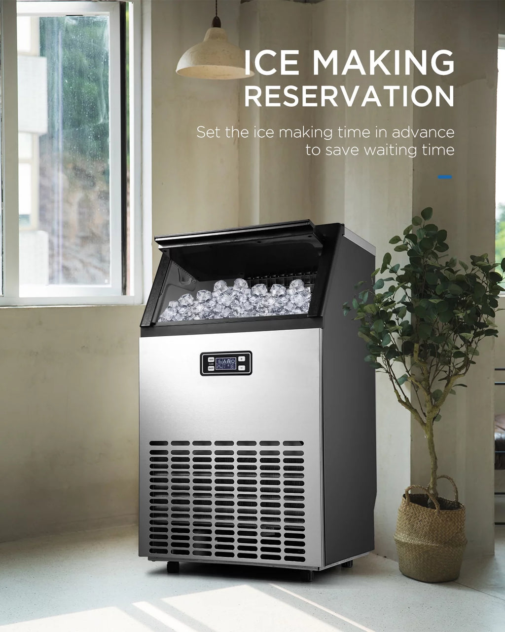 Stainless Steel Under Counter Freestanding Commercial Ice Maker Machine Y47096