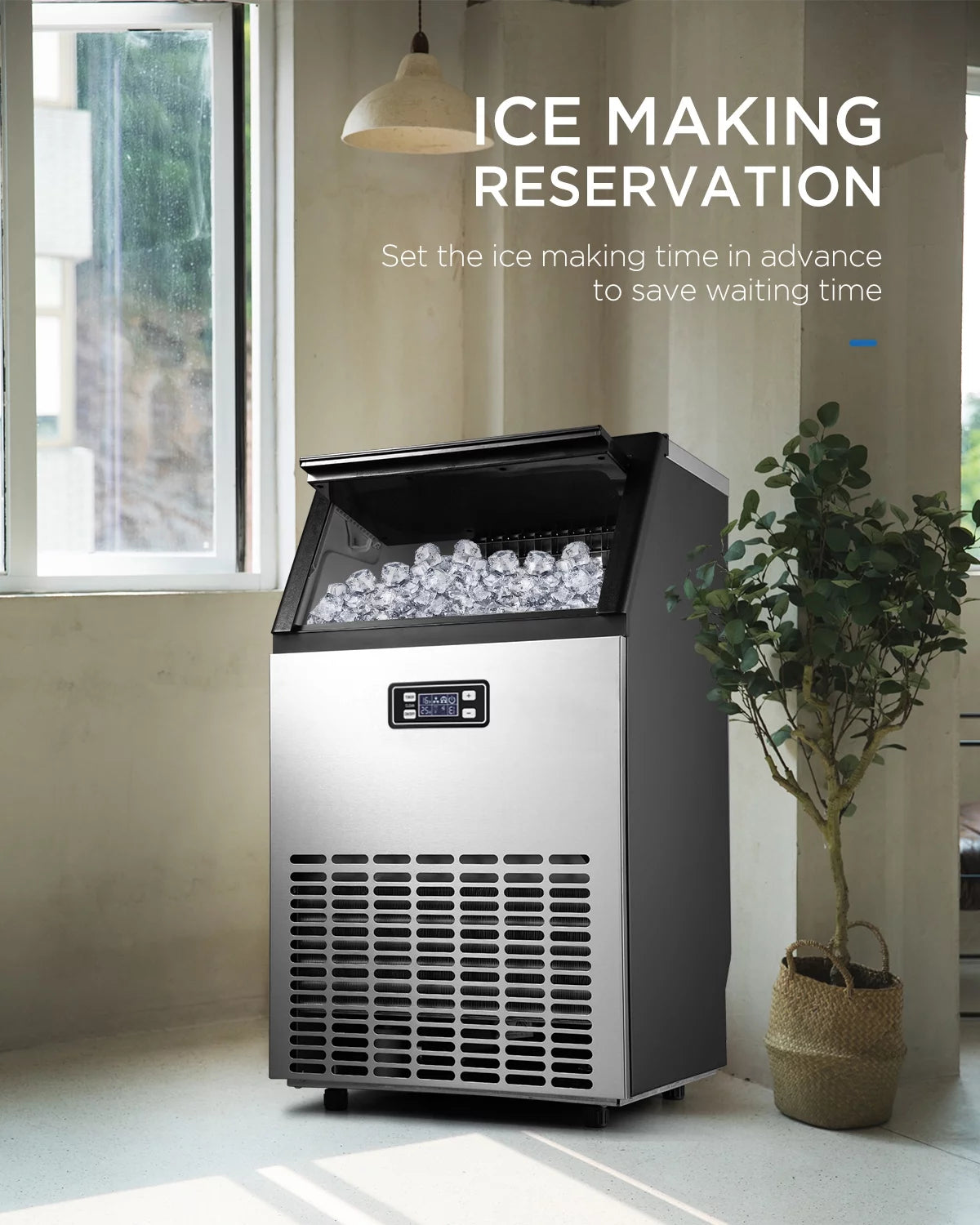 Stainless Steel Under Counter Freestanding Commercial Ice Maker Machine Y47096