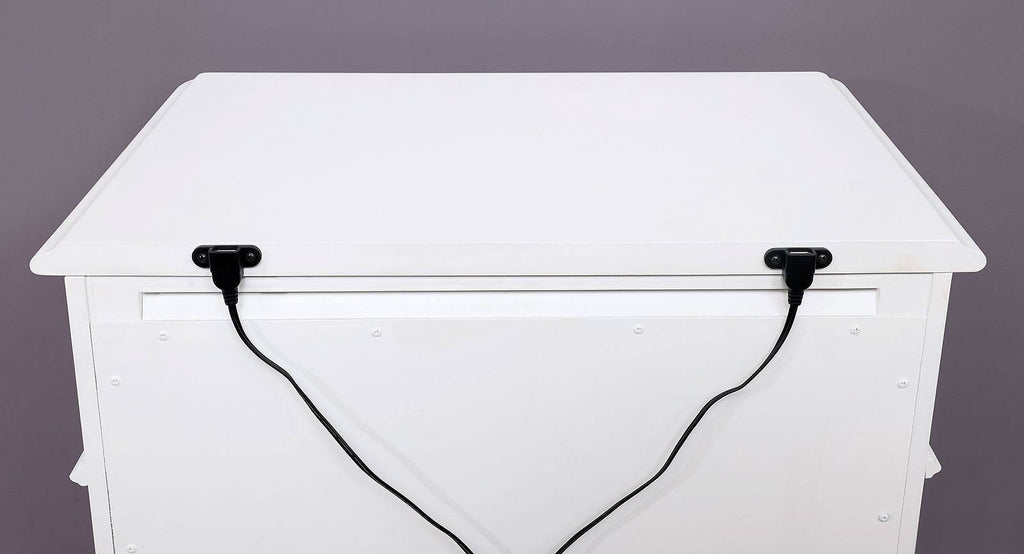 White USB Outlet Night Stand T395