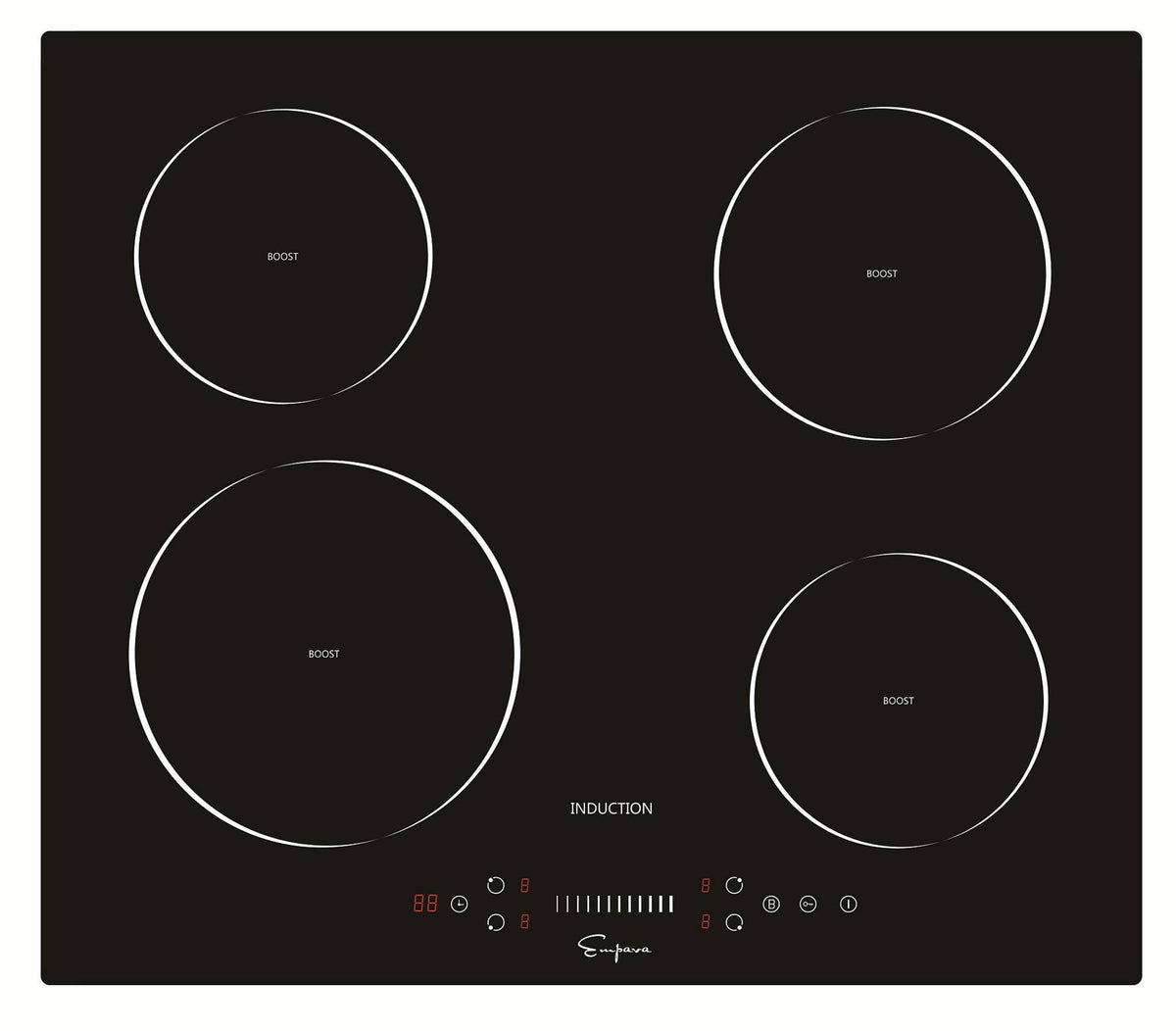 Electric Induction Cooktop with 4 Booster Burners Black Tempered Glass I352207