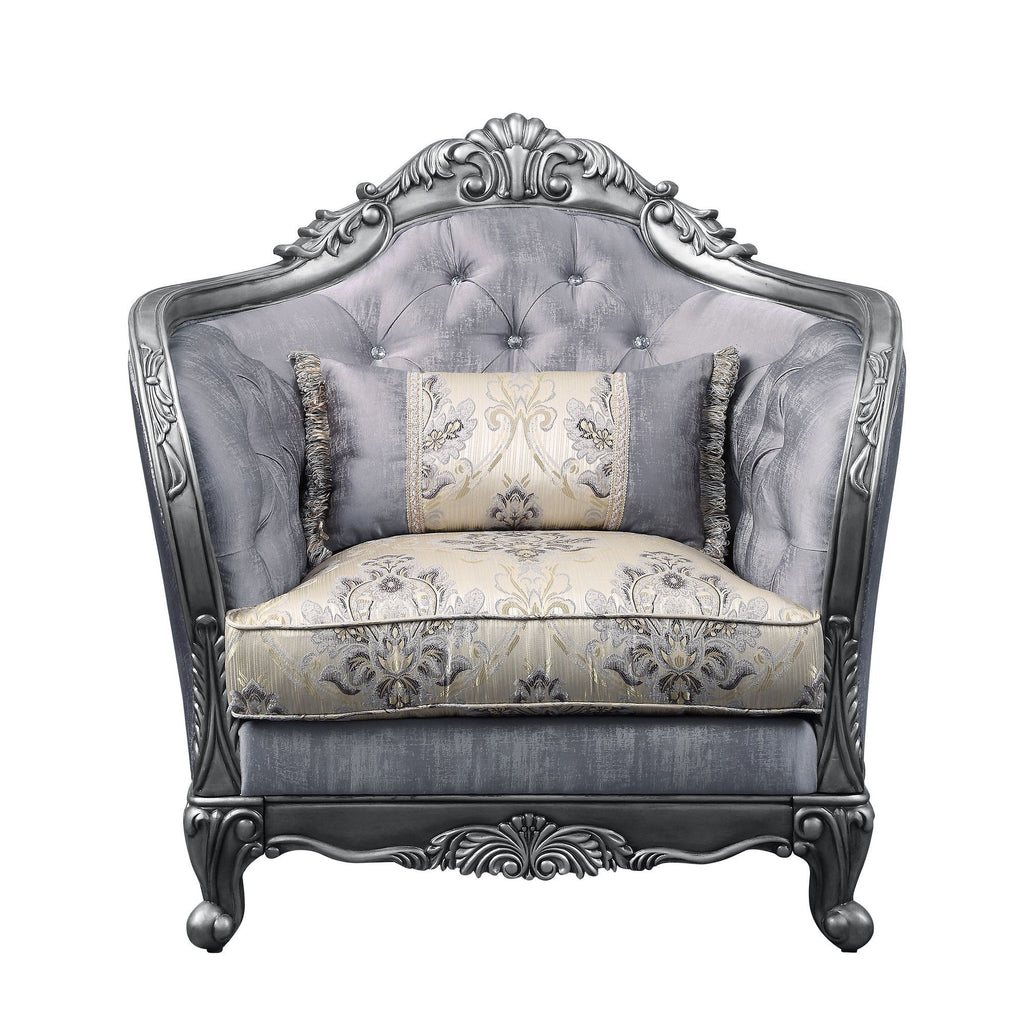 Gray Chair with Scrolled Molded Frame and Queen Anne Legs H22430