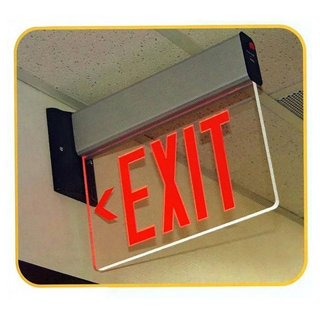 Edge Lit Exit Sign Double Sided Green LED White Housing P93533