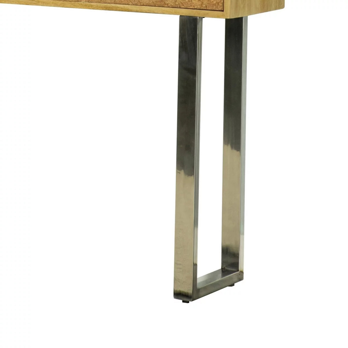42 Inch Console Table 2 Hand Carved Drawers U Shaped Legs Brown Finish A643131
