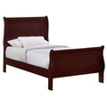 Twin Size Panel Bed Cherry Brown Finish U1101