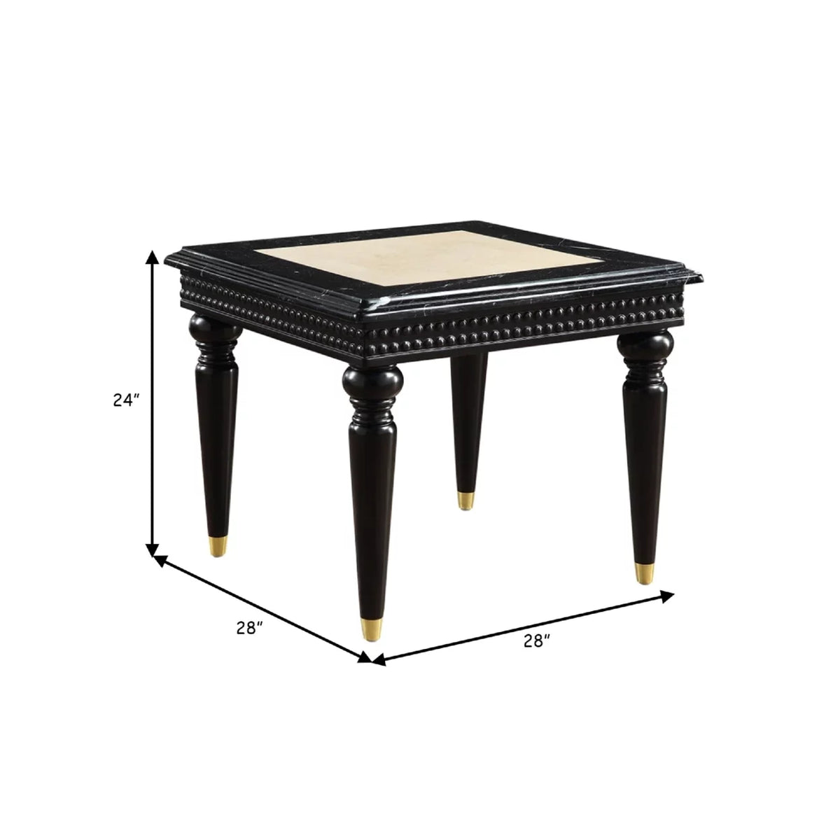 28 Inch Square End Table Marble Top S1337