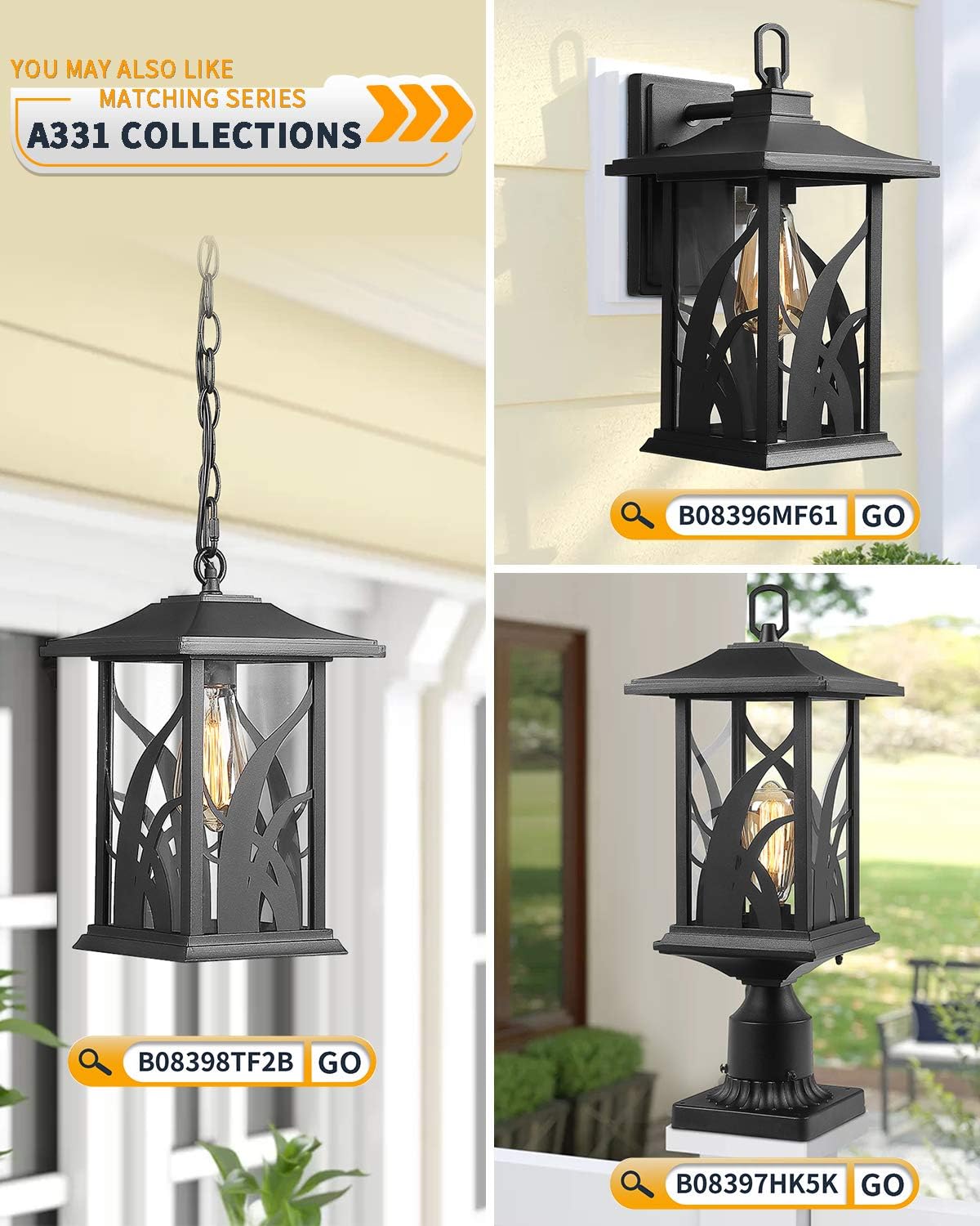 Sand Textured Black Cast Aluminum Outdoor Post Lights Y683199