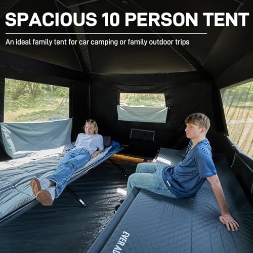 10 Person Blackout Camping Tent with Rainfly and Carry Bag J910