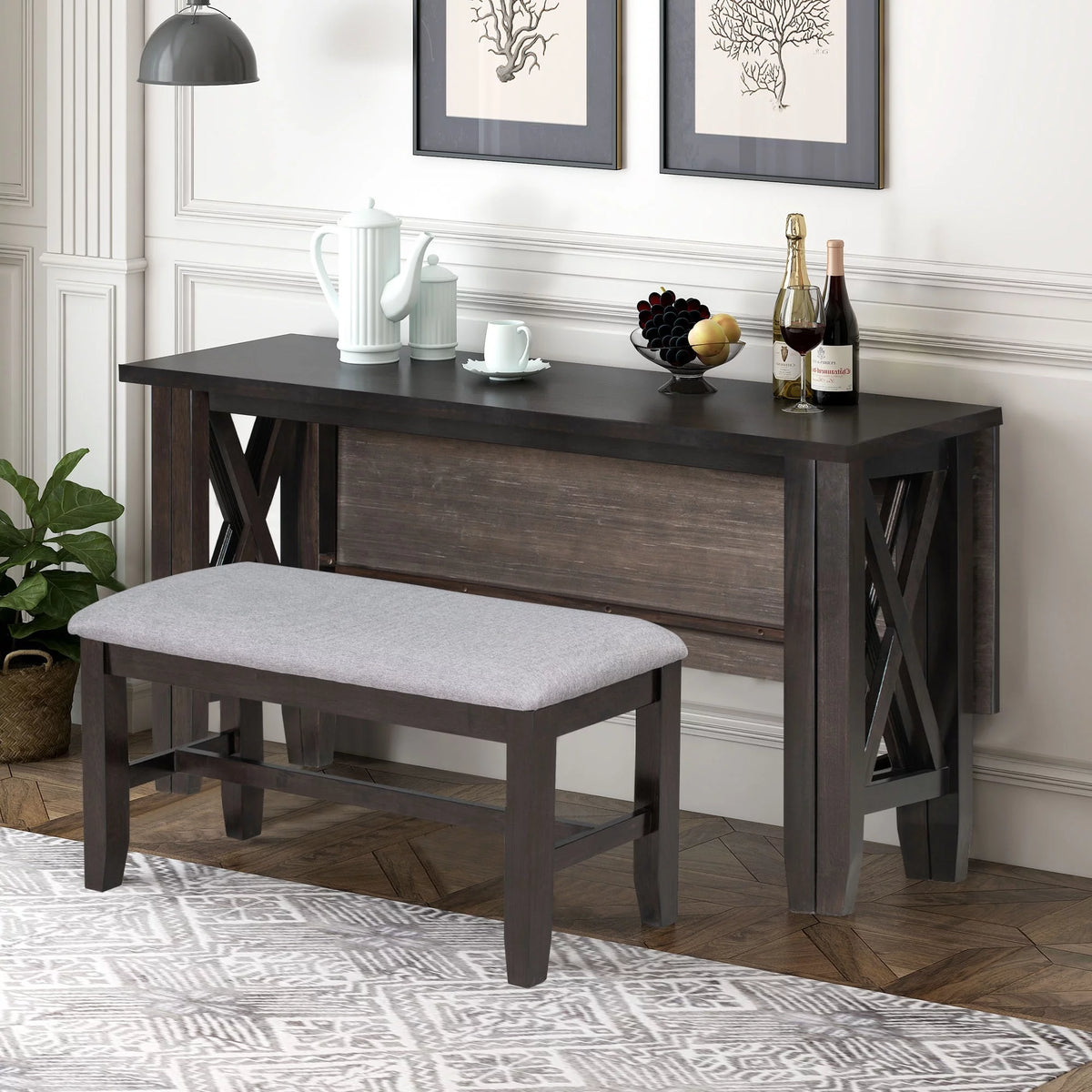 Espresso 6-Piece Solid Wood Foldable Dining Set A562
