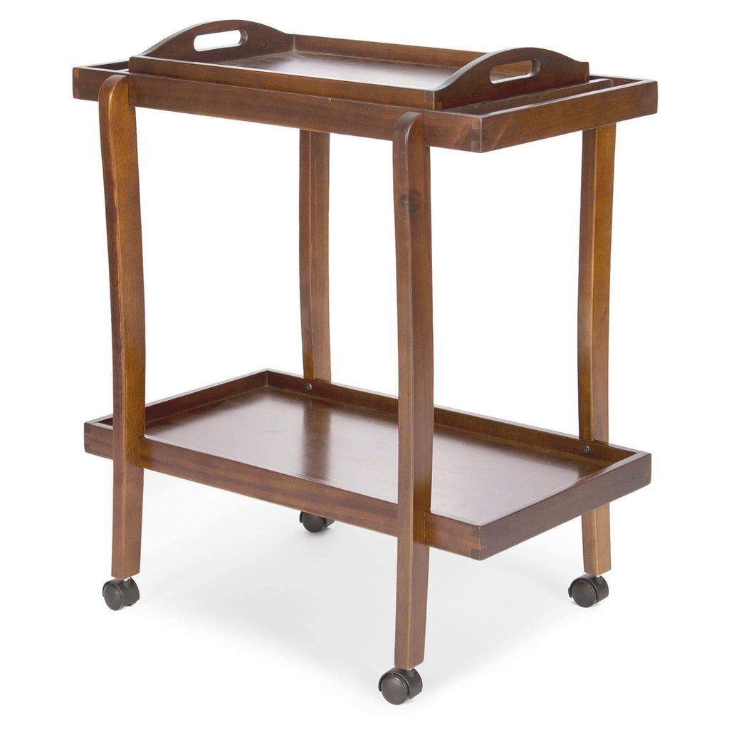 Oak Brown Outdoor Patio Bar Cart with Wheels O1281