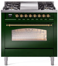 36 Dual Fuel Natural Gas Range Emerald Green Brass Trim W23885