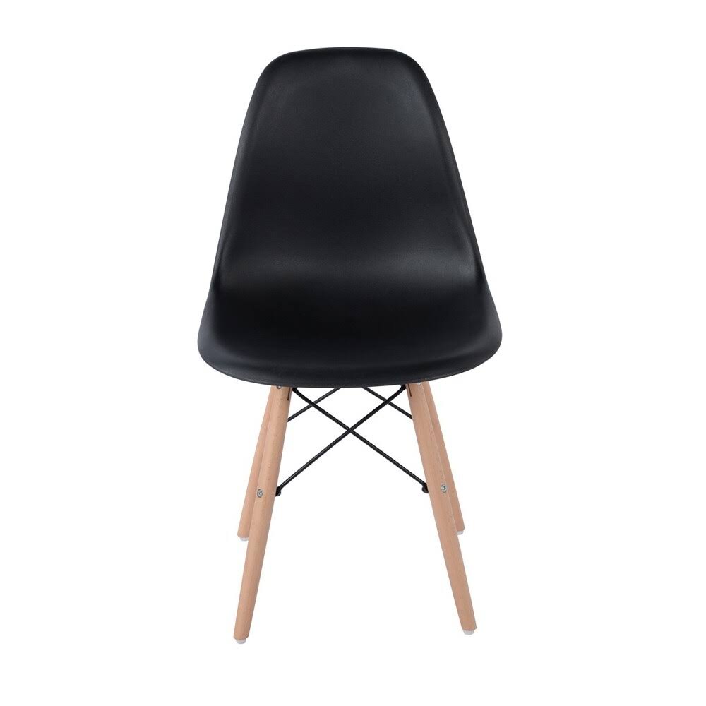 Black Plastic Dining Chair with Beech Wood Legs (Set of 6) A9024