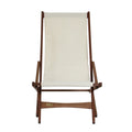 38" Wooden and White Fabric Outdoor Folding Glider Chair B9839