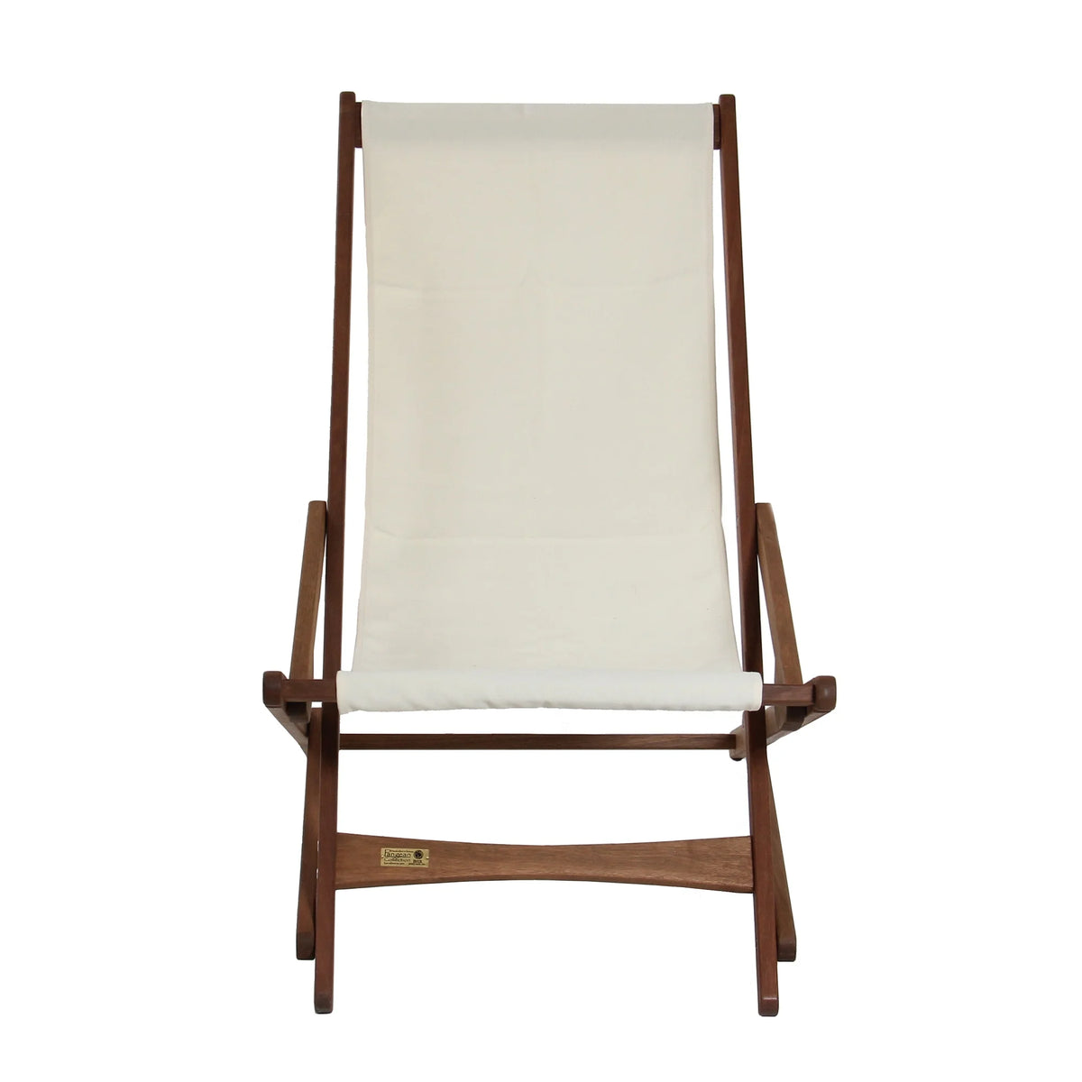 38" Wooden and White Fabric Outdoor Folding Glider Chair B9839