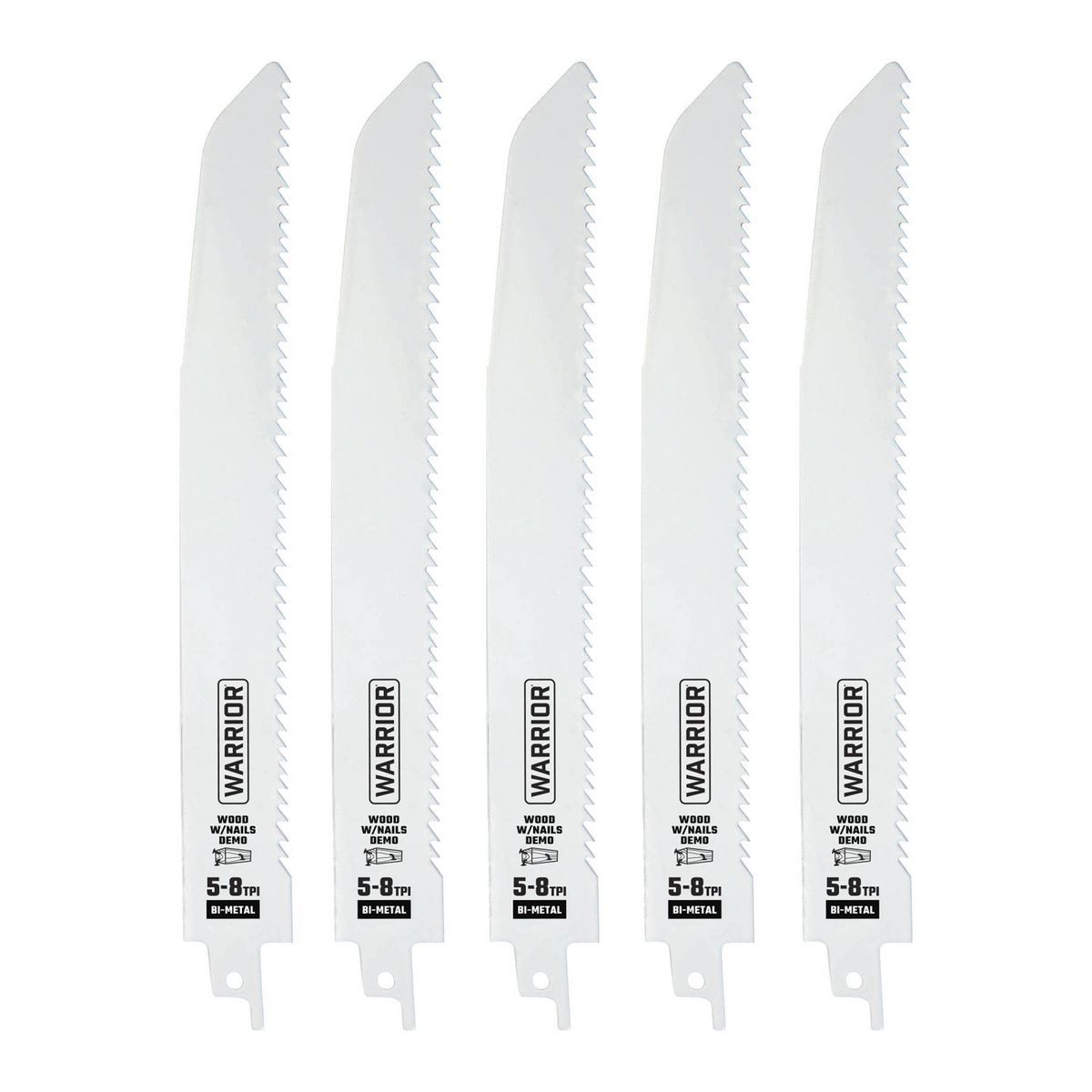 9 in. 5-8 TPI Bi-metal Reciprocating Saw Blades, 5 Pack K876