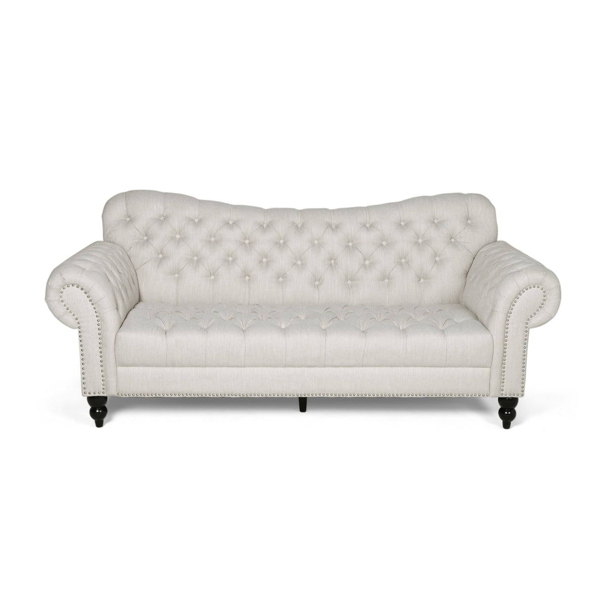Charcoal Button Tufted Fabric 3 Seater Sofa B3551
