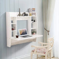 White Wall Mounted Computer Desk with Storage Shelf A37609