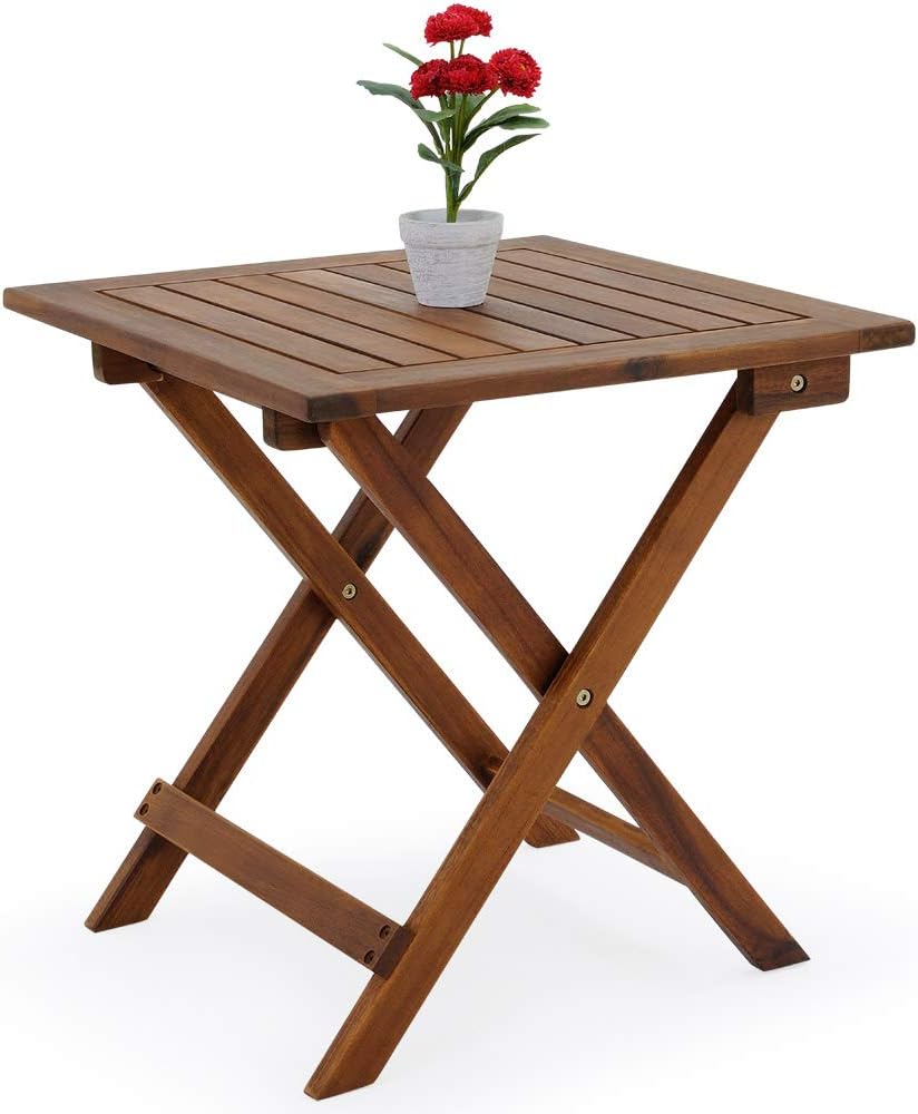 18x18 Inch Acacia Wood Folding Patio Side Table F433
