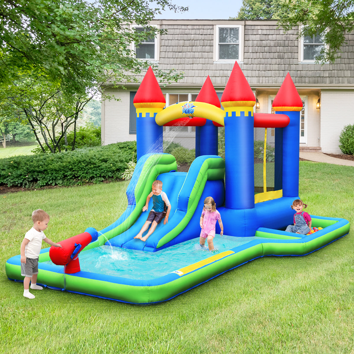 Inflatable Castle Bounce House Slide Water Park Ball Pit with Blower T304