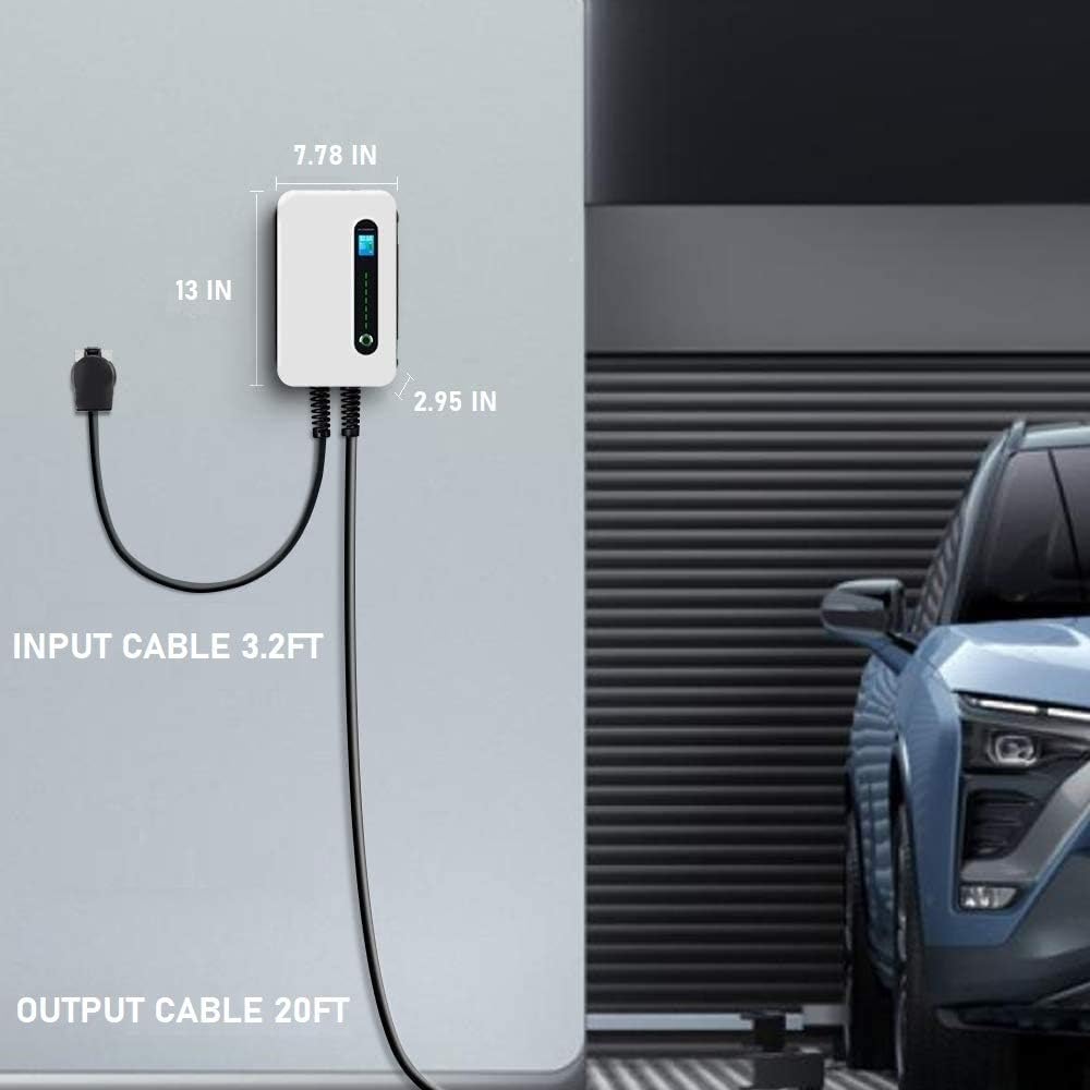240V 40 Amp Level 2 EV Charging Station with 20ft J1772 Cable and NEMA 14-50 Plug Y611586