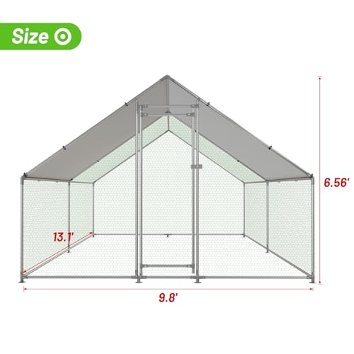 Large Metal Walk-in Chicken Coop with Anti-UV Cover H1131