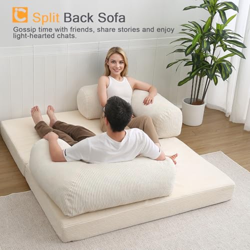 Beige Queen Folding Sofa Bed D9056