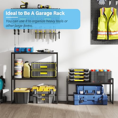 Expandable 2 Tier Heavy Duty Metal Storage Shelves D468