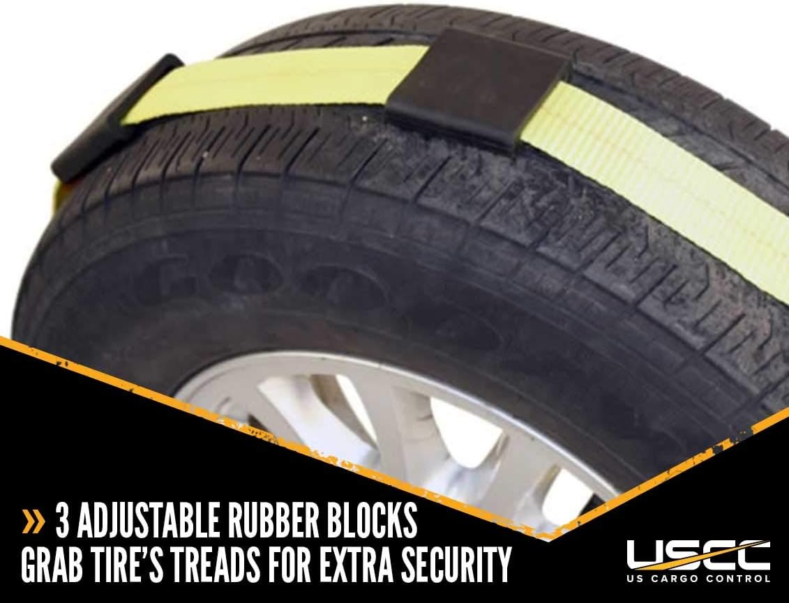2-Inch Wide Polyester Wheel Strap with Ratchet, 3,333 Pound Working Load Limit, 4 Pack C79154
