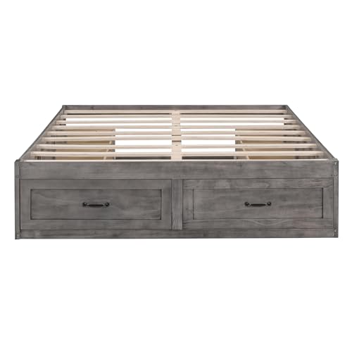 Full Size Wood Platform Bed with 6 Drawers Z793