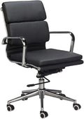 PU Black Leather Medium Back Office Chair with Swivel Tilting Mechanism E1170